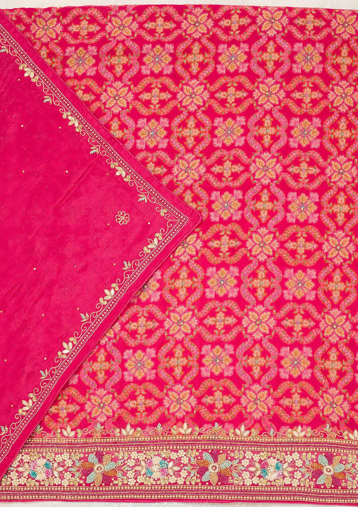 Rani Pink Stonework Georgette Unstitched Salwar Suit