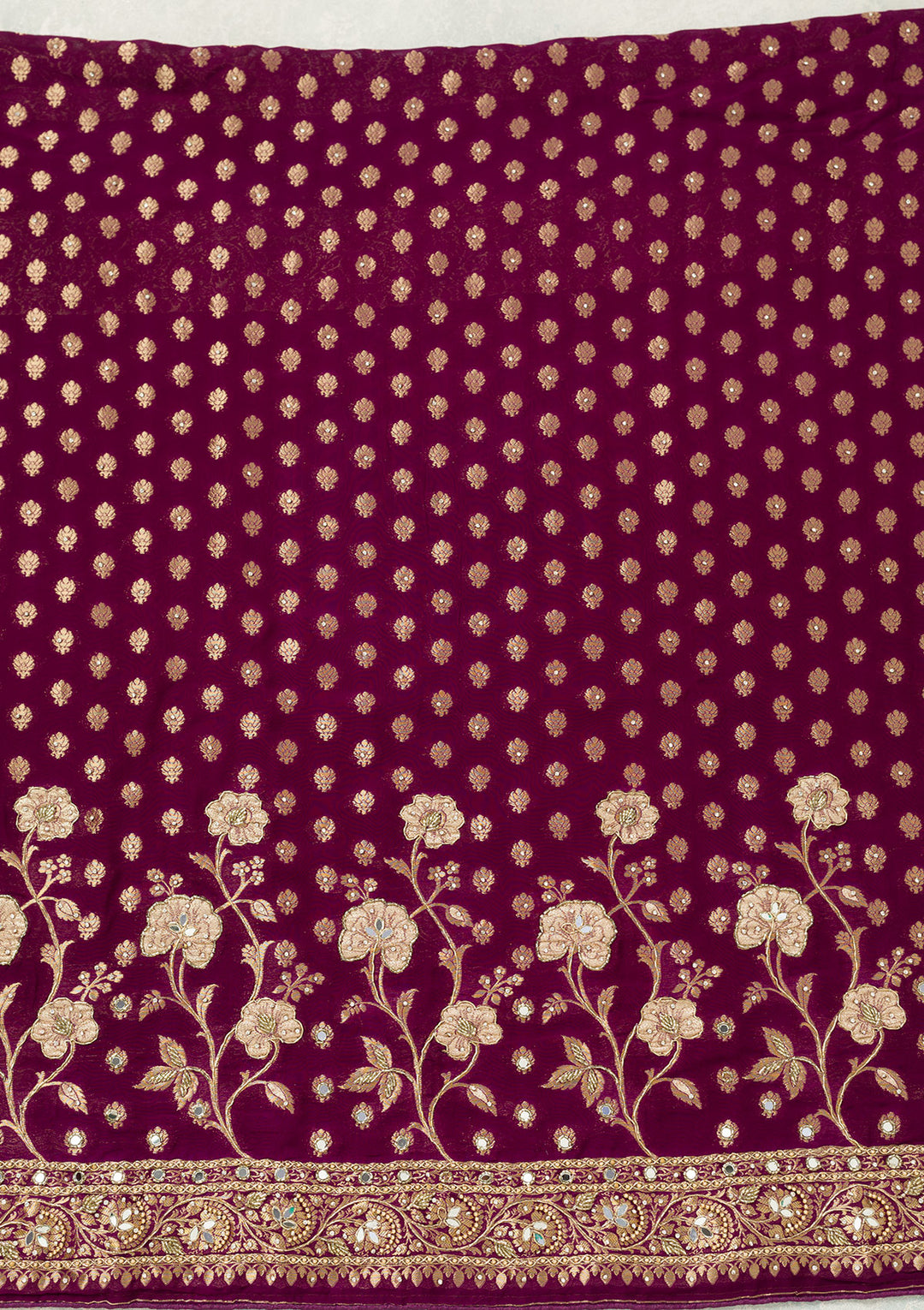 Purple Stonework (Gold) Dola Silk Unstitched Salwar Suit