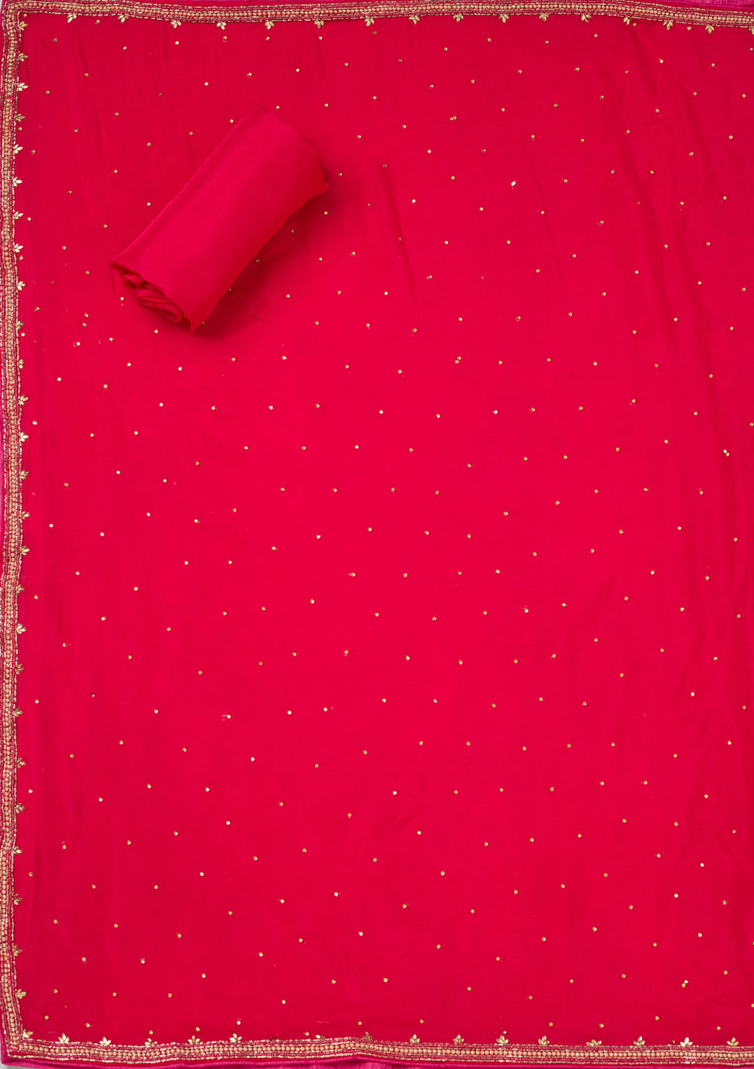 Rani Pink Stonework (Silver) Georgette Unstitched Salwar Suit