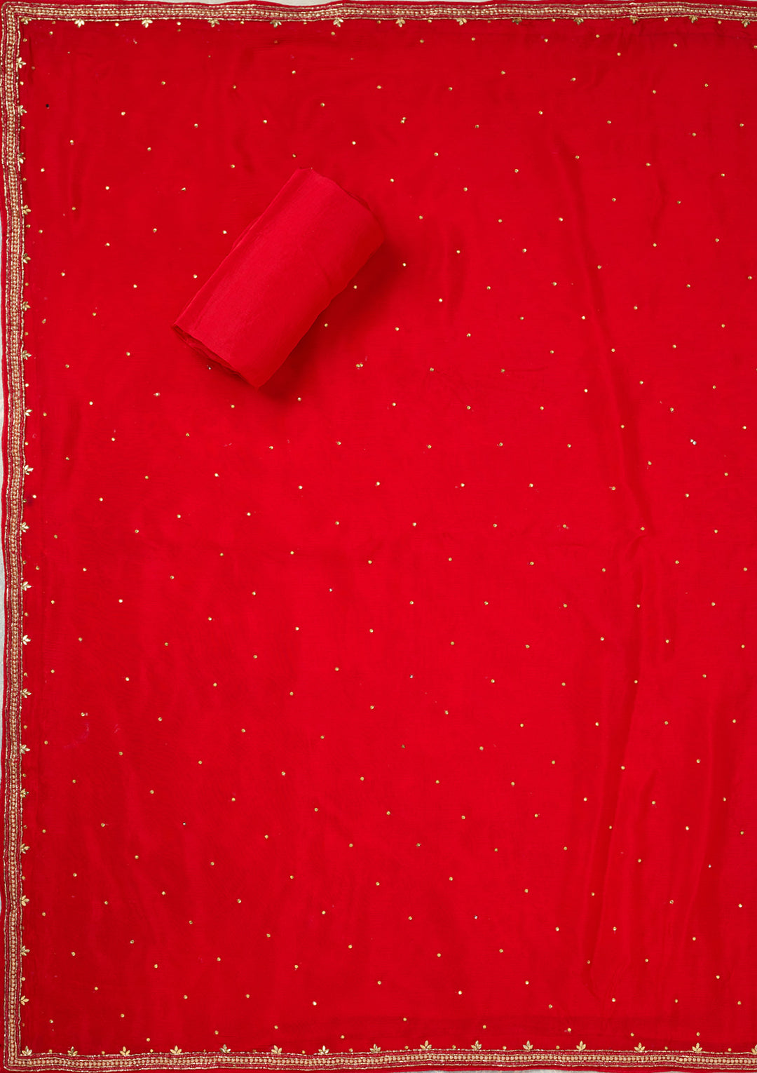 Red Stonework (Silver) Georgette Unstitched Salwar Suit