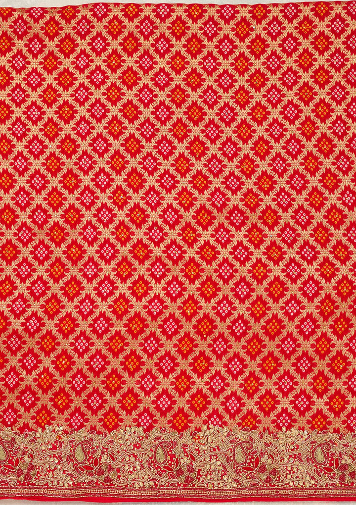 Red Stonework (Silver) Georgette Unstitched Salwar Suit