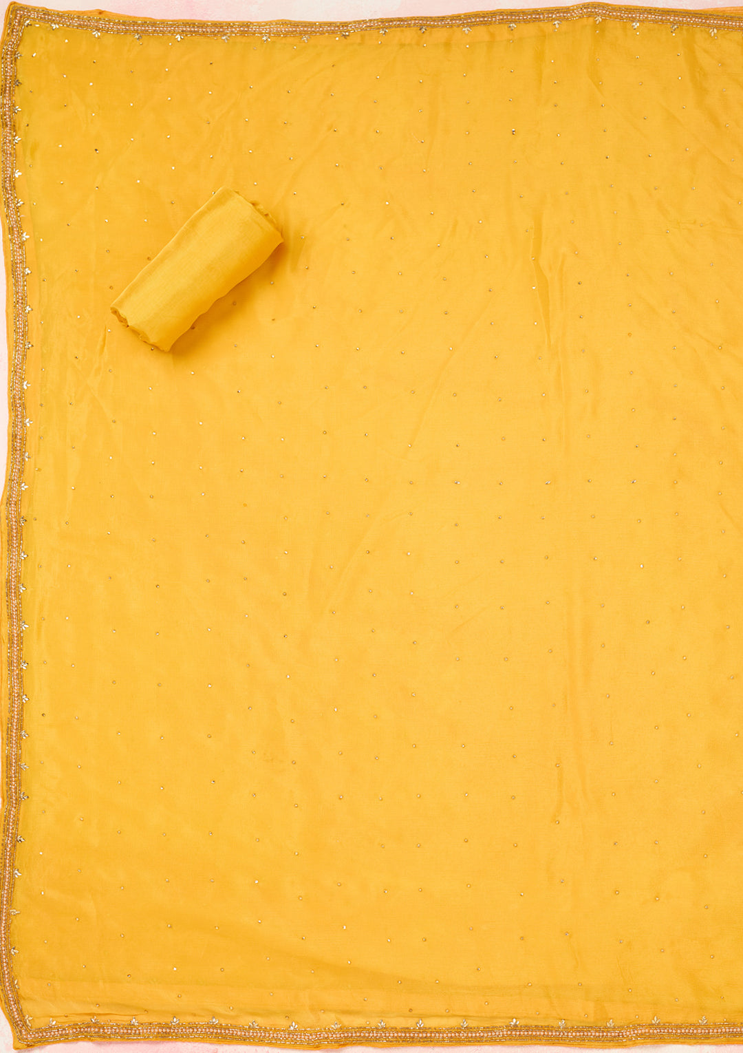 Yellow Stonework (Silver) Georgette Unstitched Salwar Suit