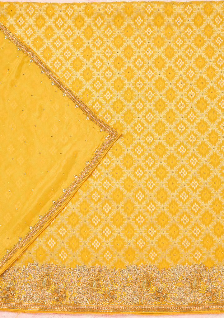 Yellow Stonework (Silver) Georgette Unstitched Salwar Suit