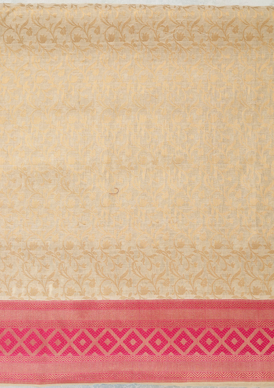 Cream Zariwork (Gold) Banarasi Unstitched Salwar Suit
