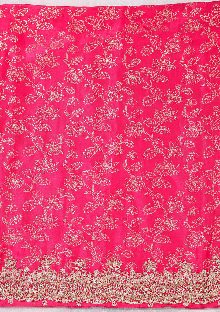 Rani Pink Pearlwork Dola Silk Unstitched Salwar Suit