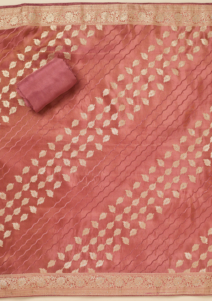 Onion Pink Stonework Dola Silk Unstitched Salwar Suit
