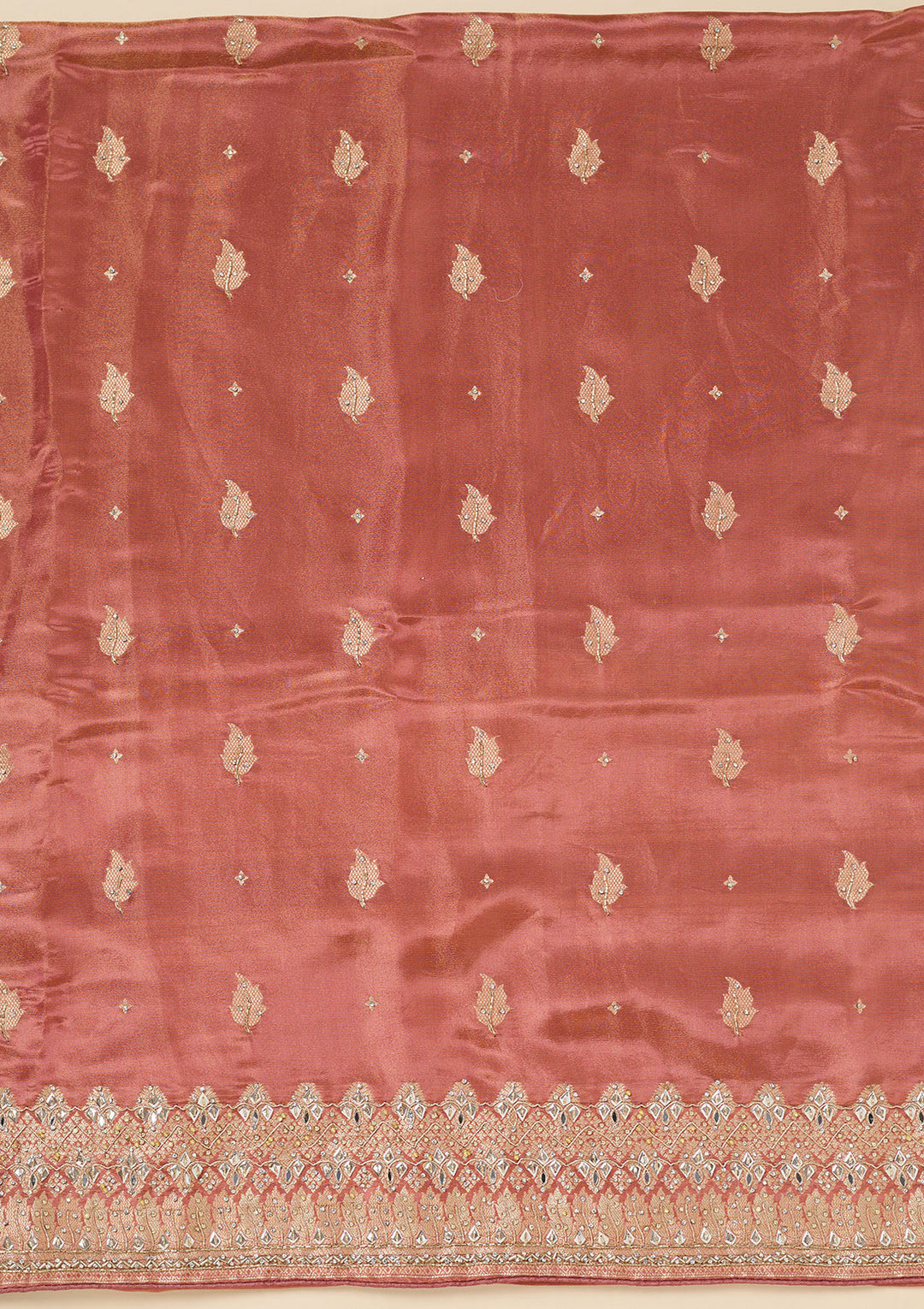 Onion Pink Stonework Dola Silk Unstitched Salwar Suit