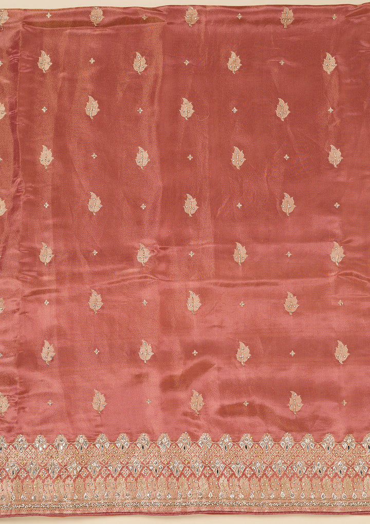 Onion Pink Stonework Dola Silk Unstitched Salwar Suit