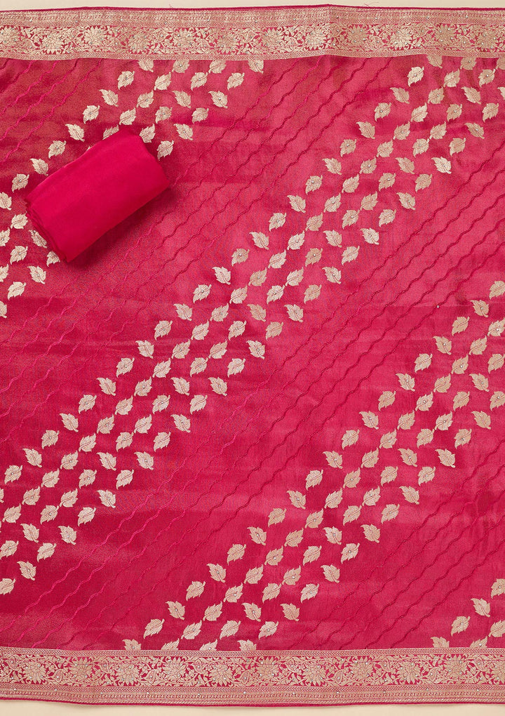 Pink Stonework Dola Silk Unstitched Salwar Suit