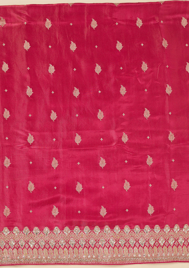 Pink Stonework Dola Silk Unstitched Salwar Suit