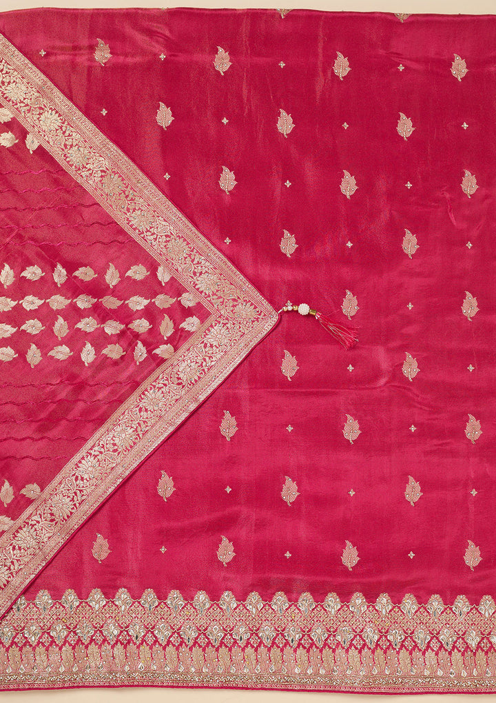 Pink Stonework Dola Silk Unstitched Salwar Suit