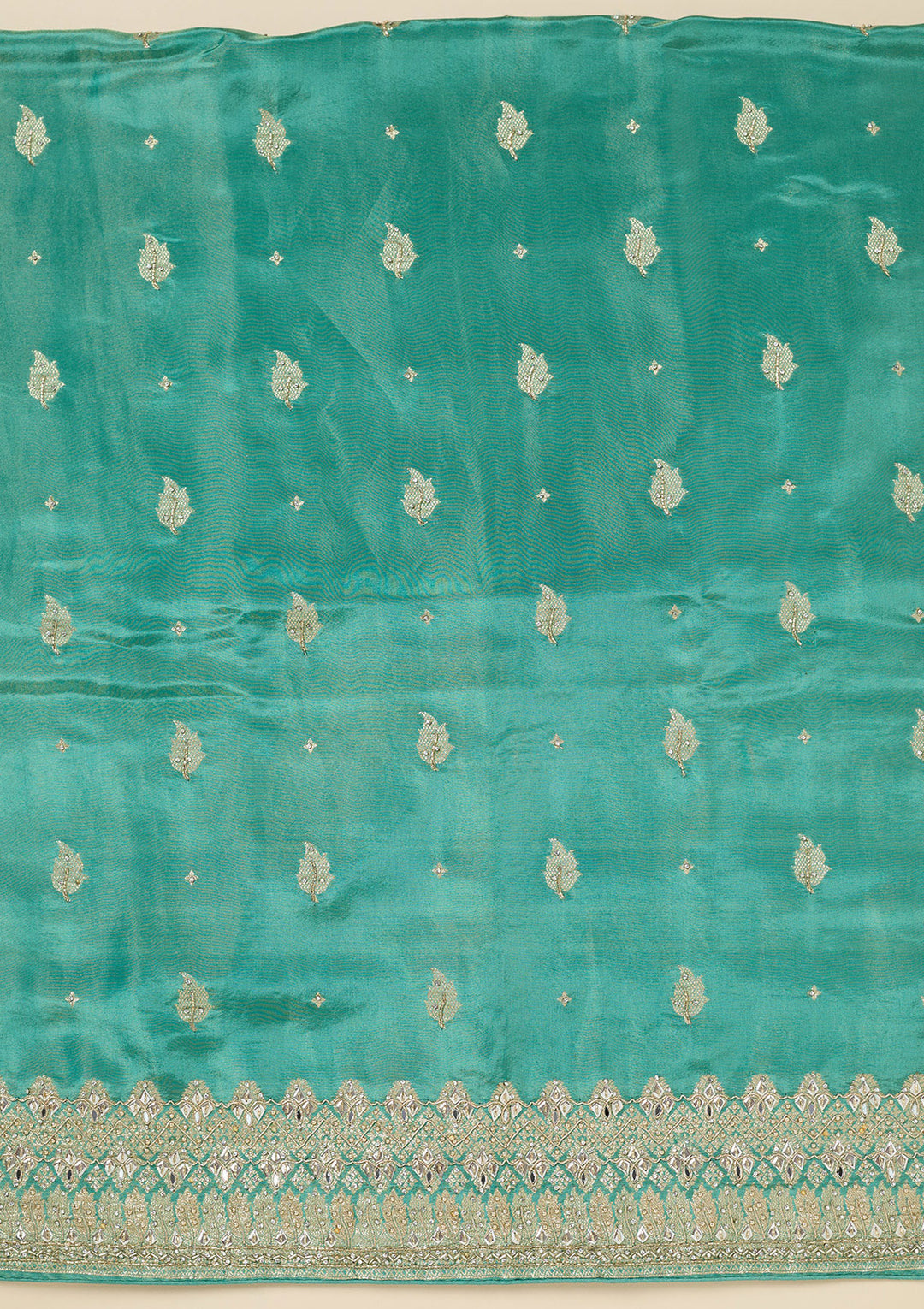 Sea Green Stonework Dola Silk Unstitched Salwar Suit