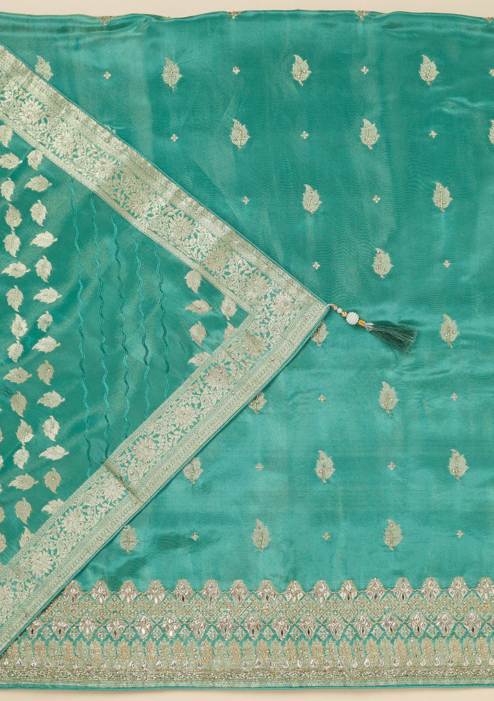 Sea Green Stonework Dola Silk Unstitched Salwar Suit