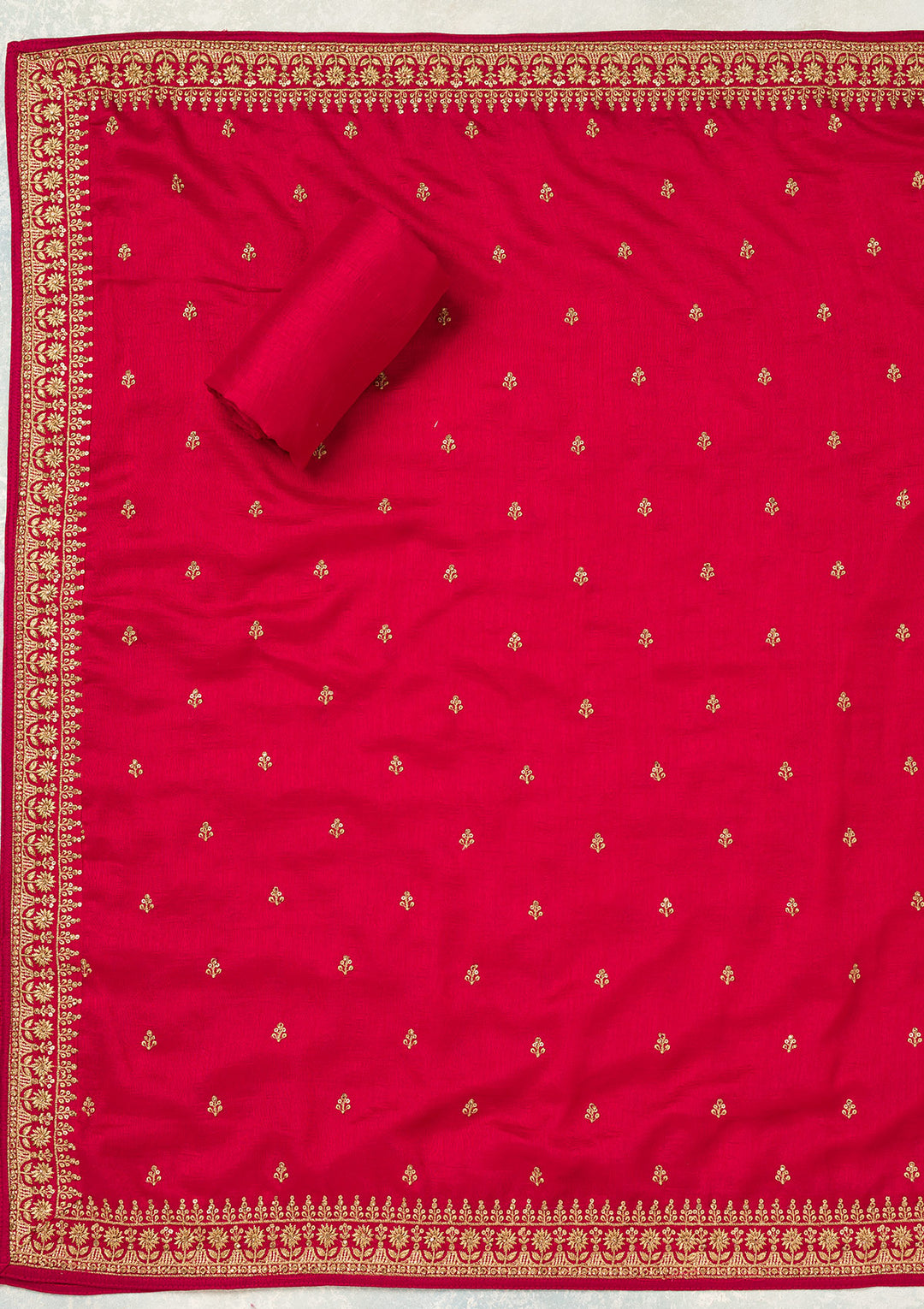 Rani Pink Cording Soft Raw Silk Unstitched Salwar Suit
