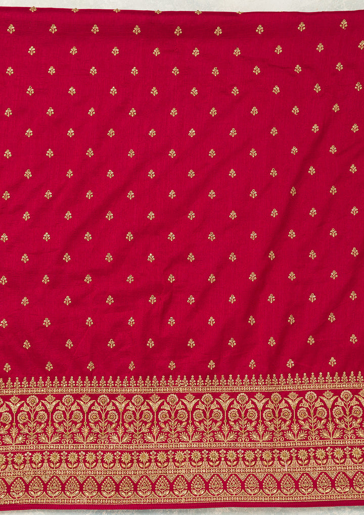 Rani Pink Cording Soft Raw Silk Unstitched Salwar Suit