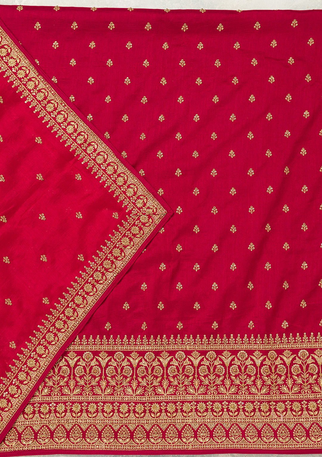 Rani Pink Cording Soft Raw Silk Unstitched Salwar Suit