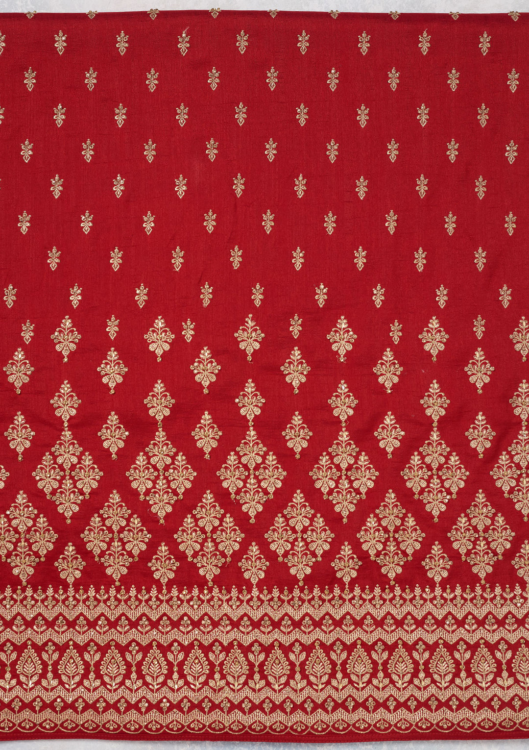 Red Zariwork (Gold) Soft Raw Silk Unstitched Salwar Suit