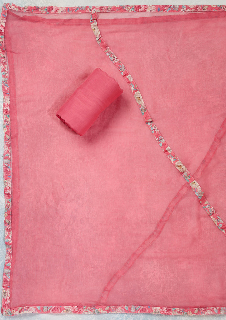 Pink Threadwork Cotton Unstitched Salwar Suit