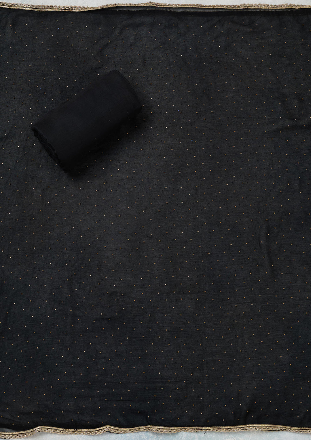 Black Threadwork Semi Crepe Unstitched Salwar Suit
