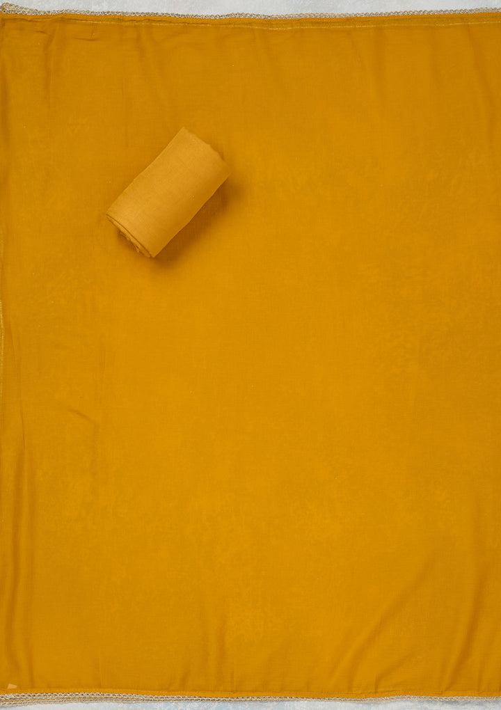 Mustard Threadwork Georgette Unstitched Salwar Suit