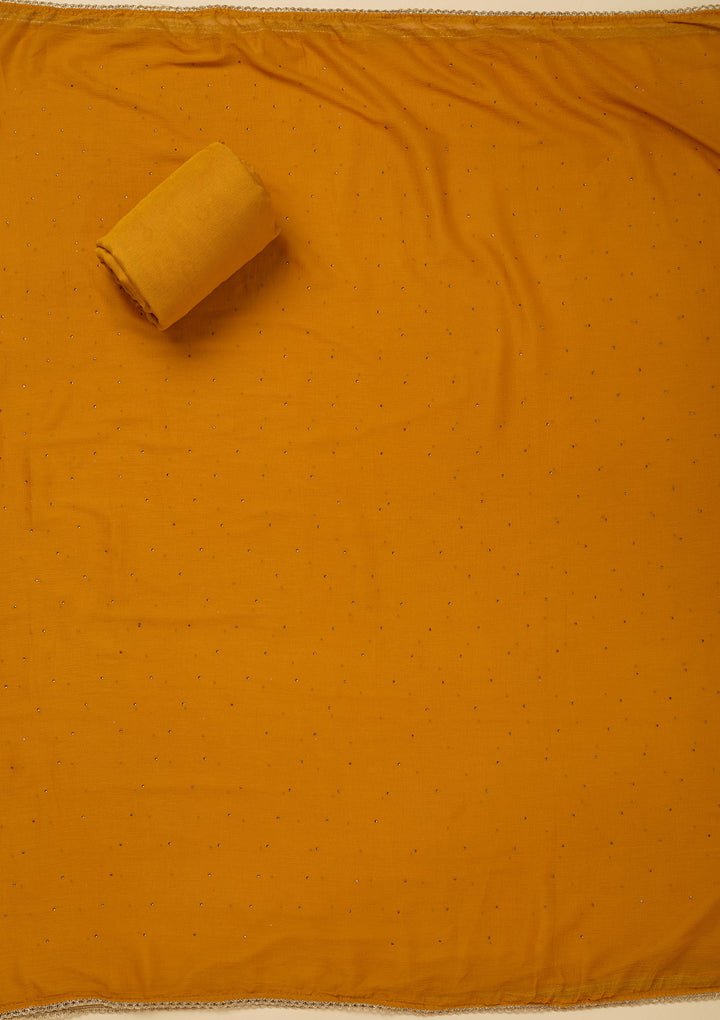 Mustard Threadwork Georgette Unstitched Salwar Suit