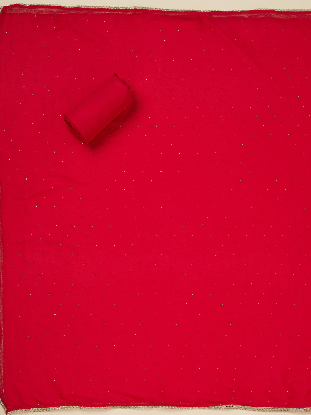 Red Threadwork Georgette Unstitched Salwar Suit