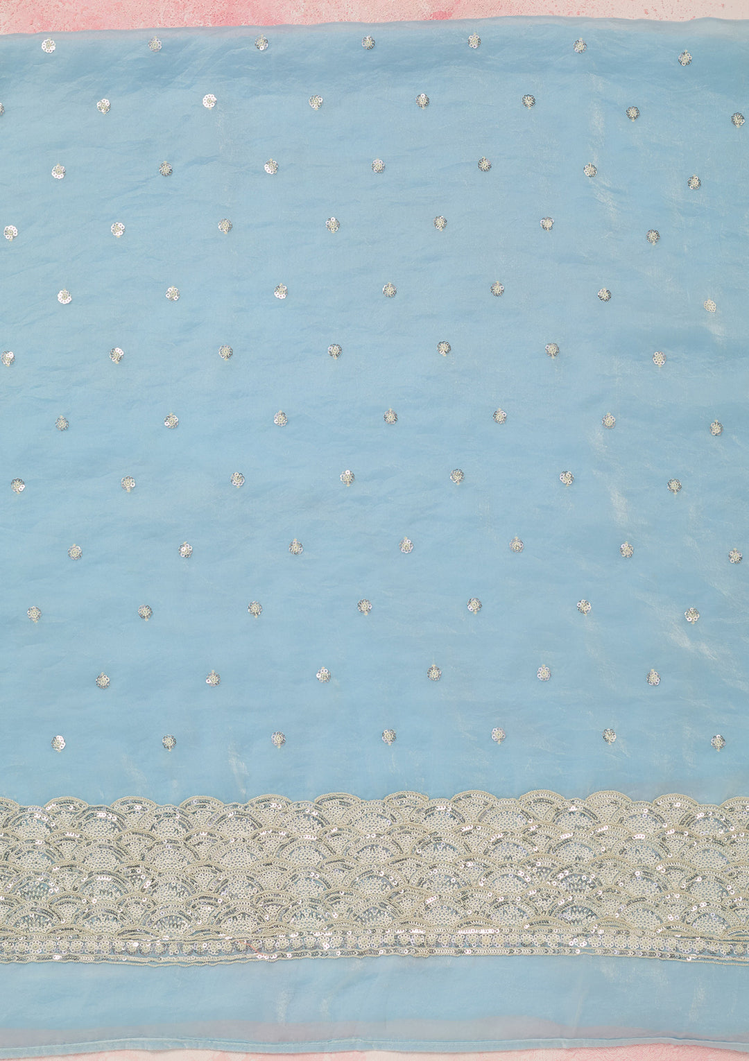 Sky Blue Sequins Tissue Unstitched Salwar Suit