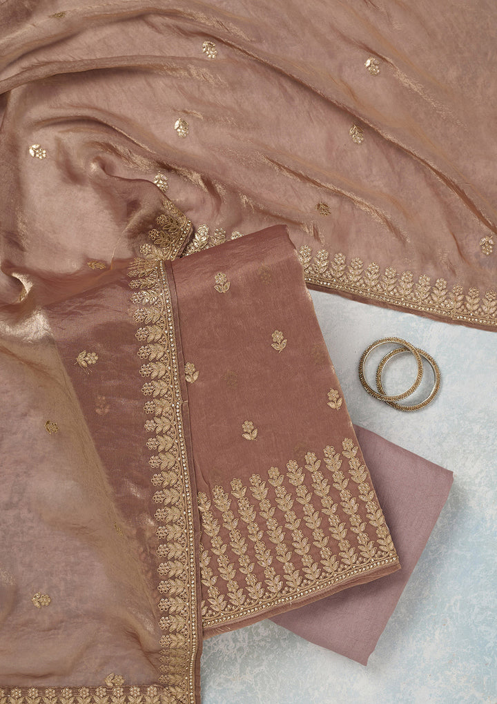 Mauve Gotapatti Semi Crepe Unstitched Salwar Suit