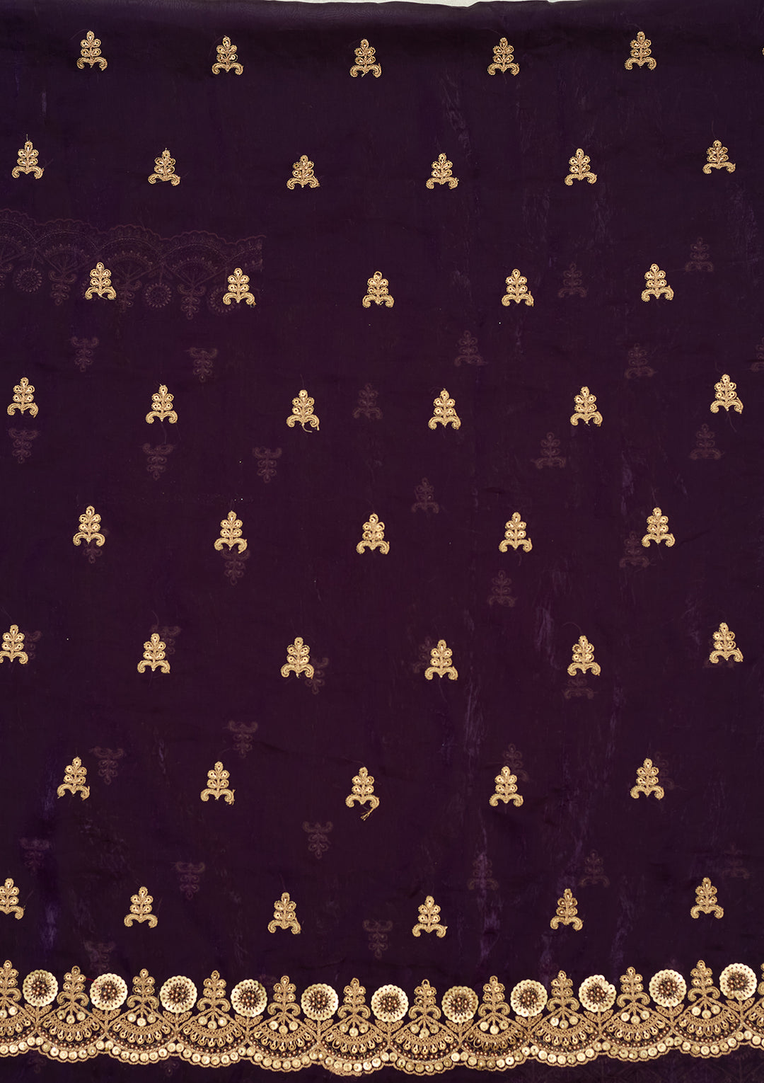 Purple Cording Organza Unstitched Salwar Suit