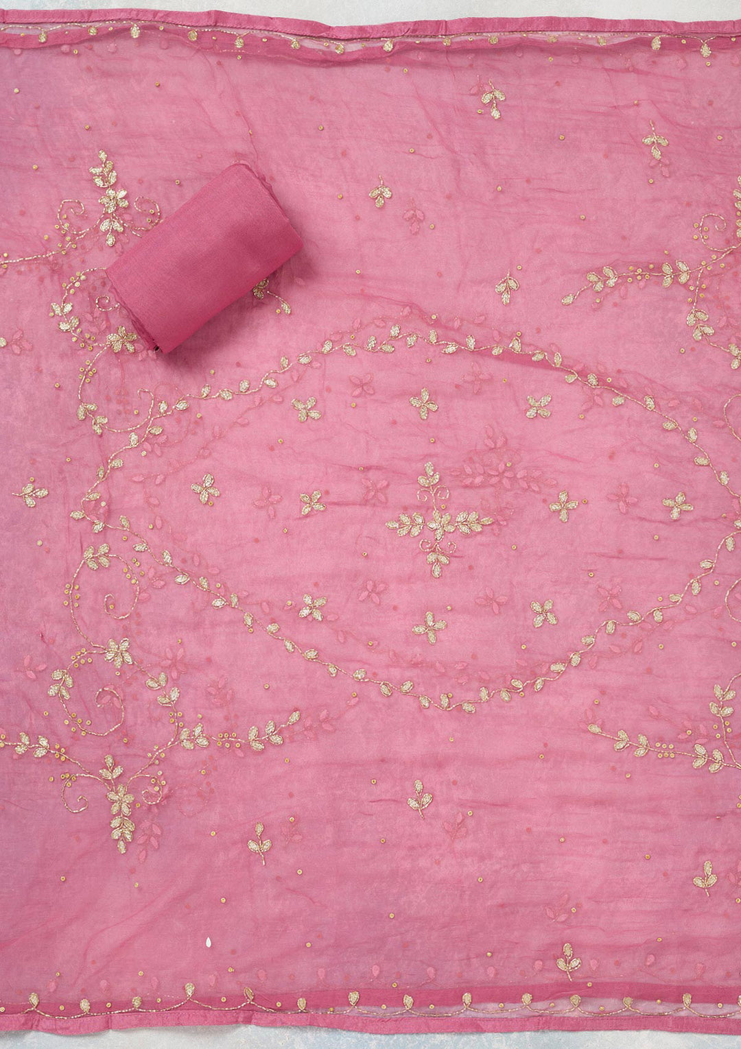 Pink Aariwork Georgette Unstitched Salwar Suit