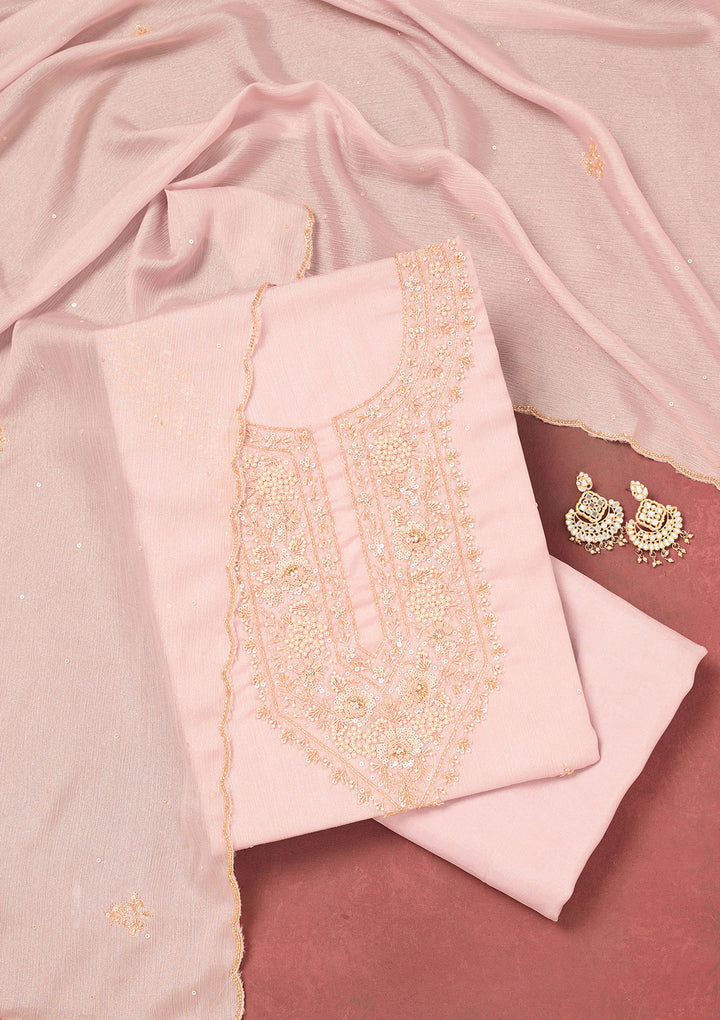 Lavender Cutdana Semi Crepe Unstitched Salwar Suit