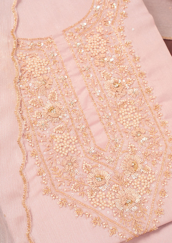 Lavender Cutdana Semi Crepe Unstitched Salwar Suit