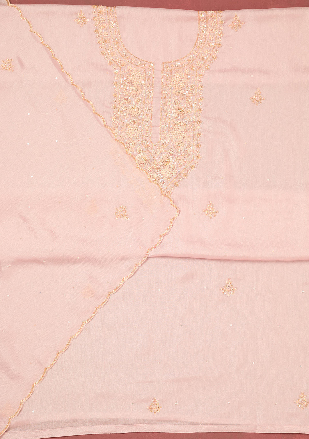Lavender Cutdana Semi Crepe Unstitched Salwar Suit