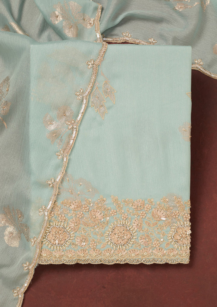 Sky Blue Cutdana Chinon Unstitched Salwar Suit