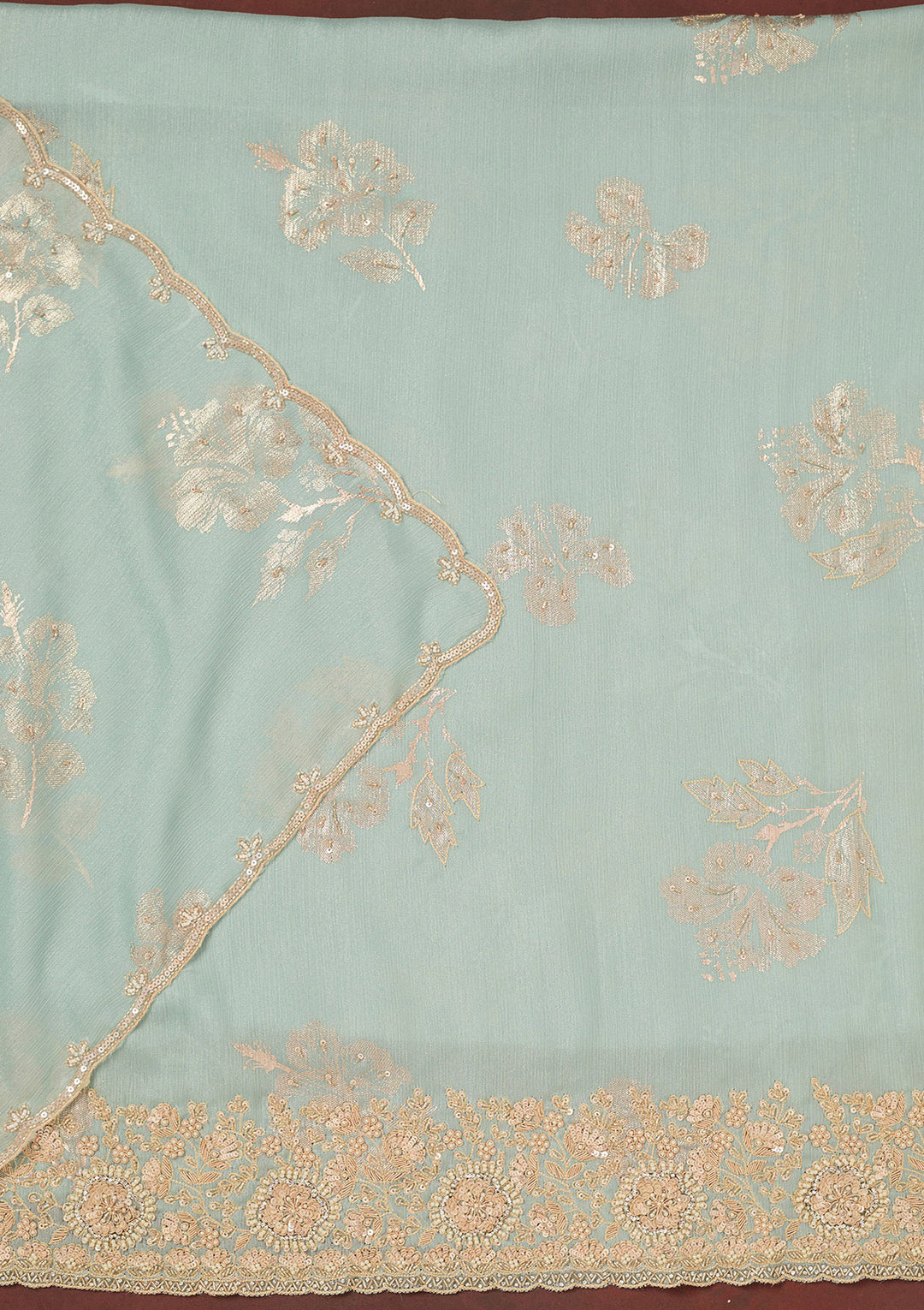 Sky Blue Cutdana Chinon Unstitched Salwar Suit