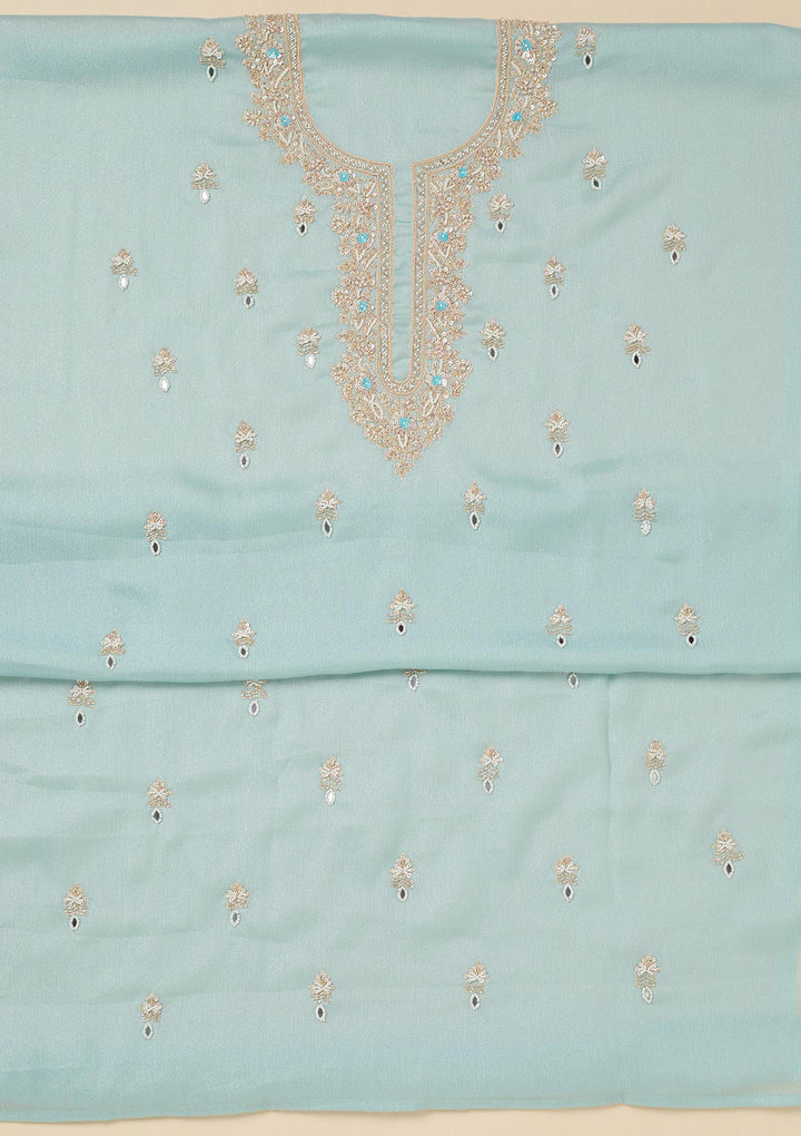 Sky Blue Cutdana Chinon Unstitched Salwar Suit