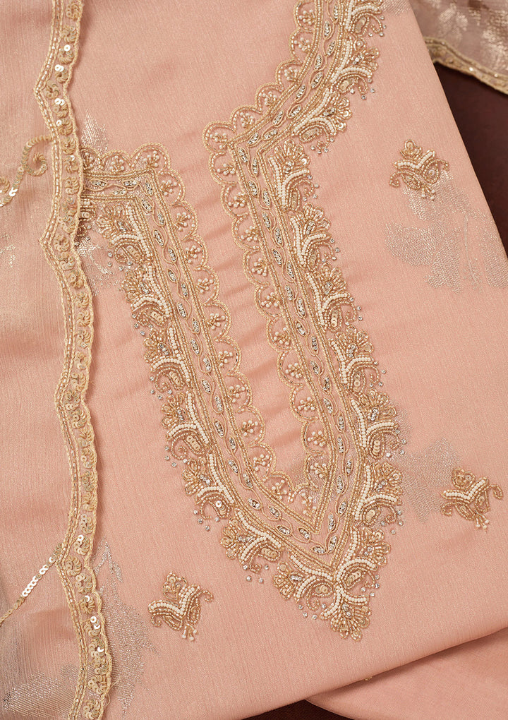 Baby Pink Cutdana Chinon Unstitched Salwar Suit