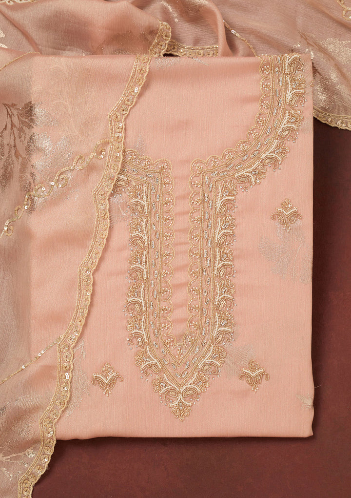Baby Pink Cutdana Chinon Unstitched Salwar Suit