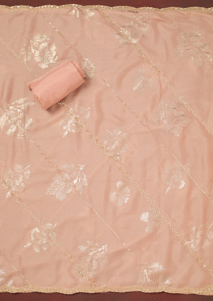Baby Pink Cutdana Chinon Unstitched Salwar Suit