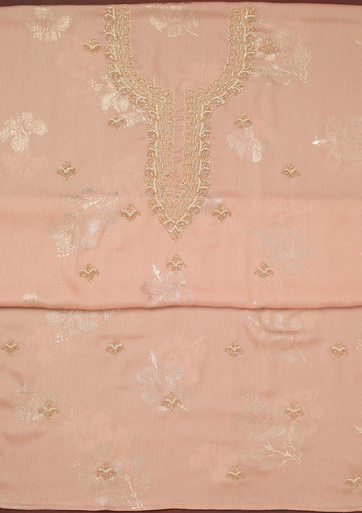 Baby Pink Cutdana Chinon Unstitched Salwar Suit