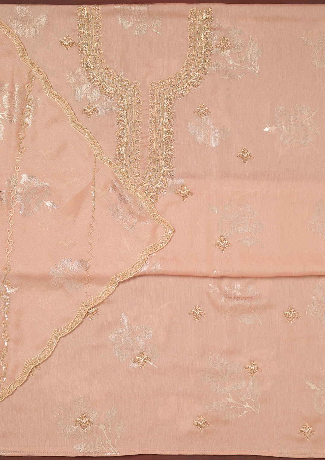 Baby Pink Cutdana Chinon Unstitched Salwar Suit