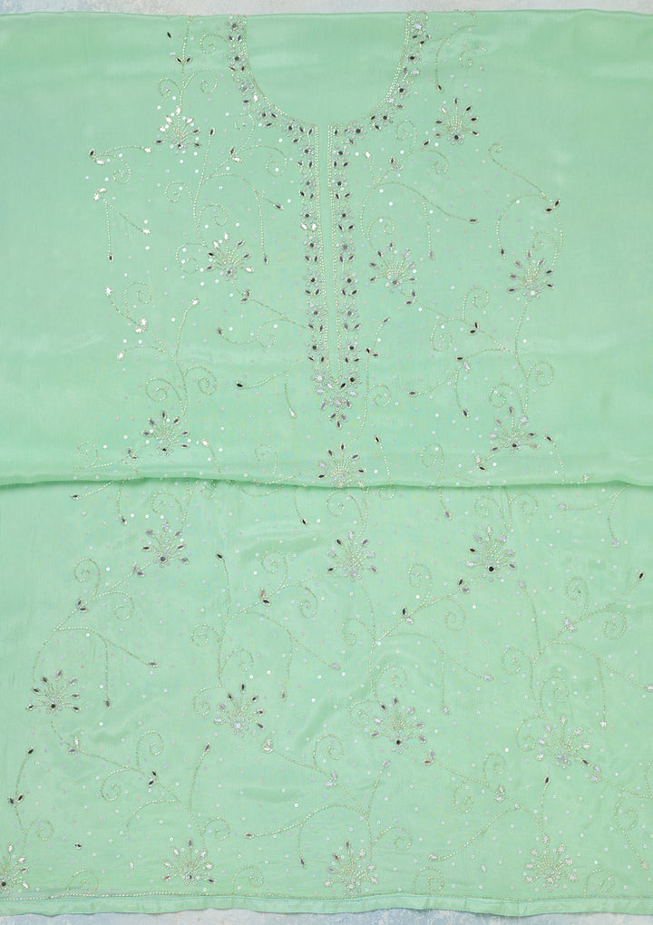 Green Mirrorwork Georgette Unstitched Salwar Suit