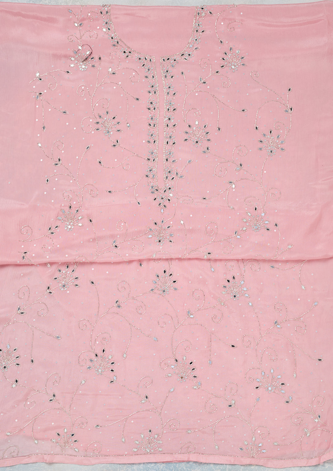 Pink Mirrorwork Georgette Unstitched Salwar Suit