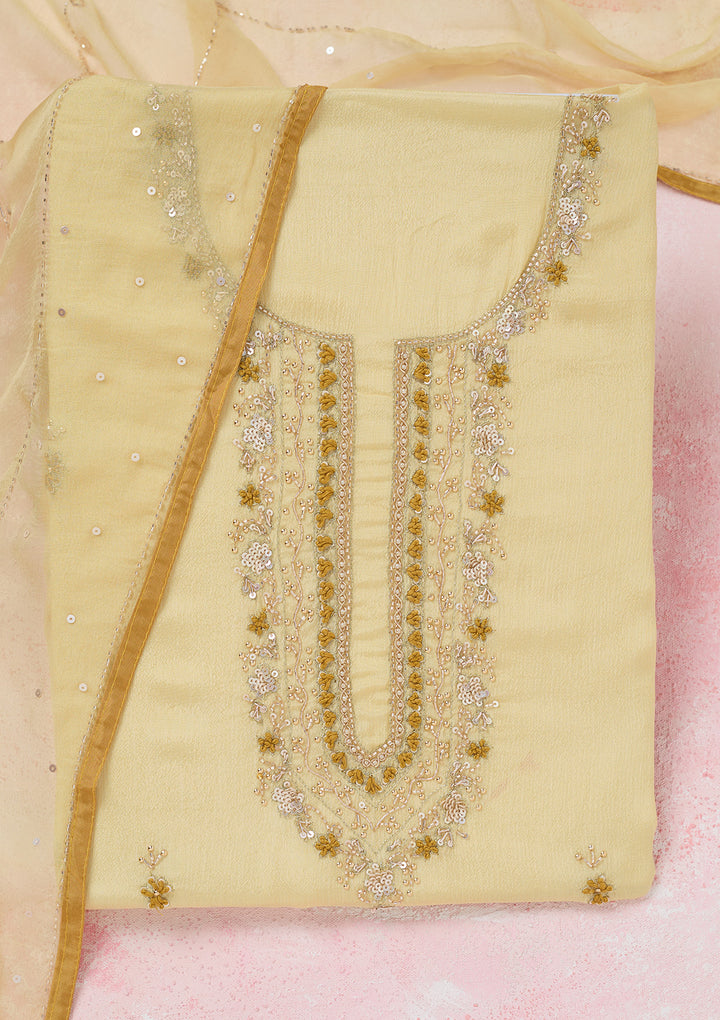 Lemon Yellow Cutdana Georgette Unstitched Salwar Suit