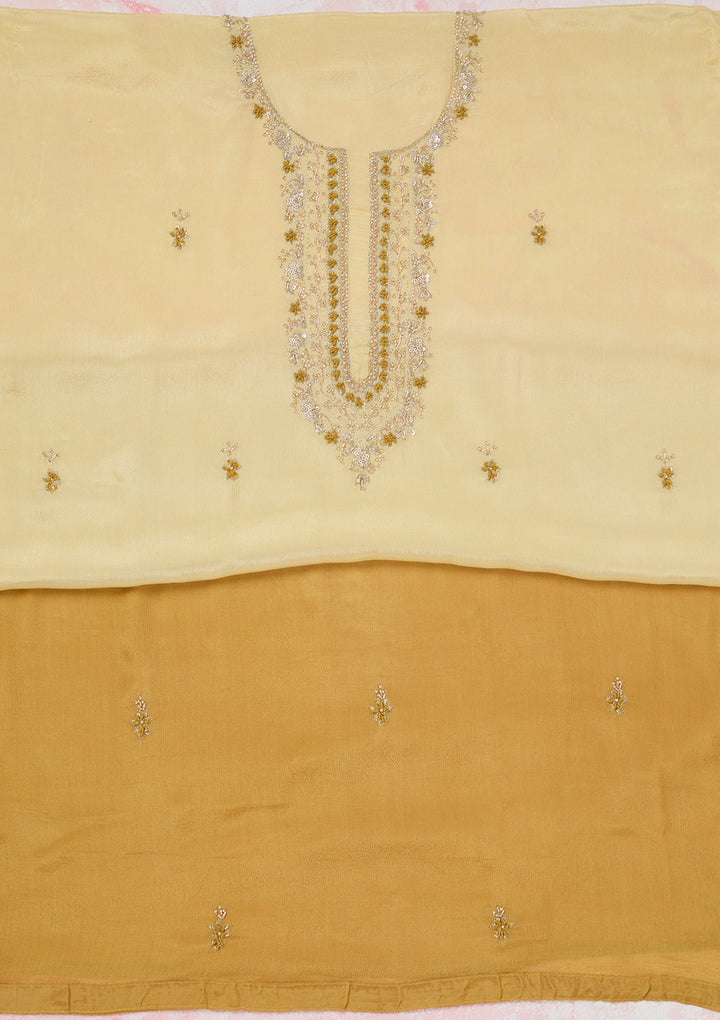 Lemon Yellow Cutdana Georgette Unstitched Salwar Suit