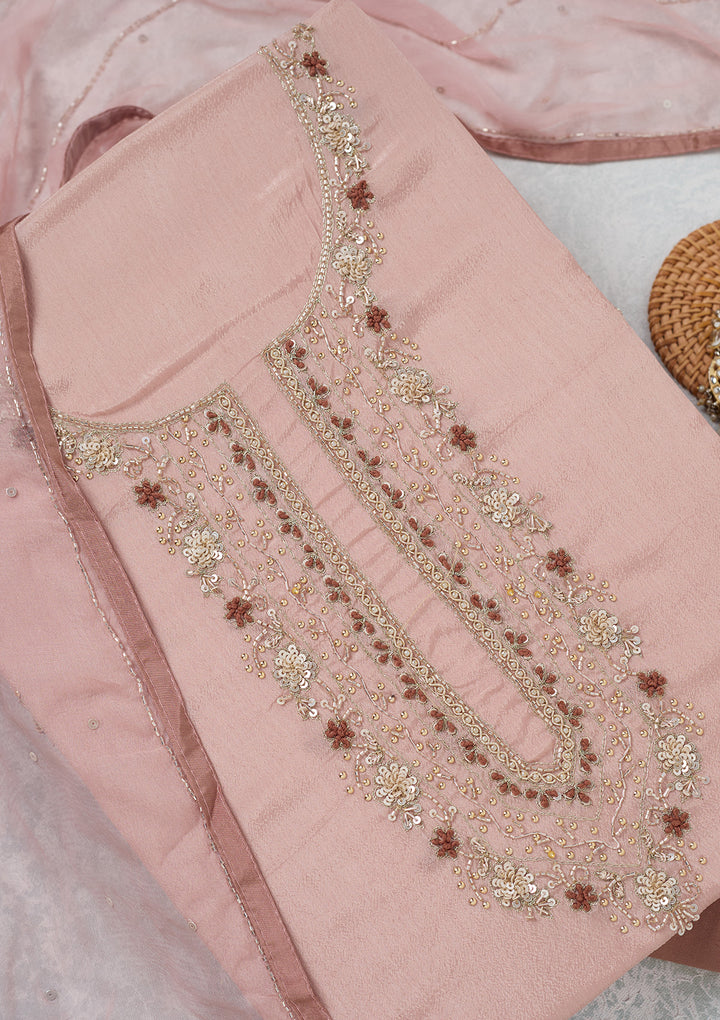 Mauve Cutdana Georgette Unstitched Salwar Suit