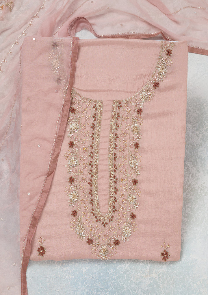 Mauve Cutdana Georgette Unstitched Salwar Suit