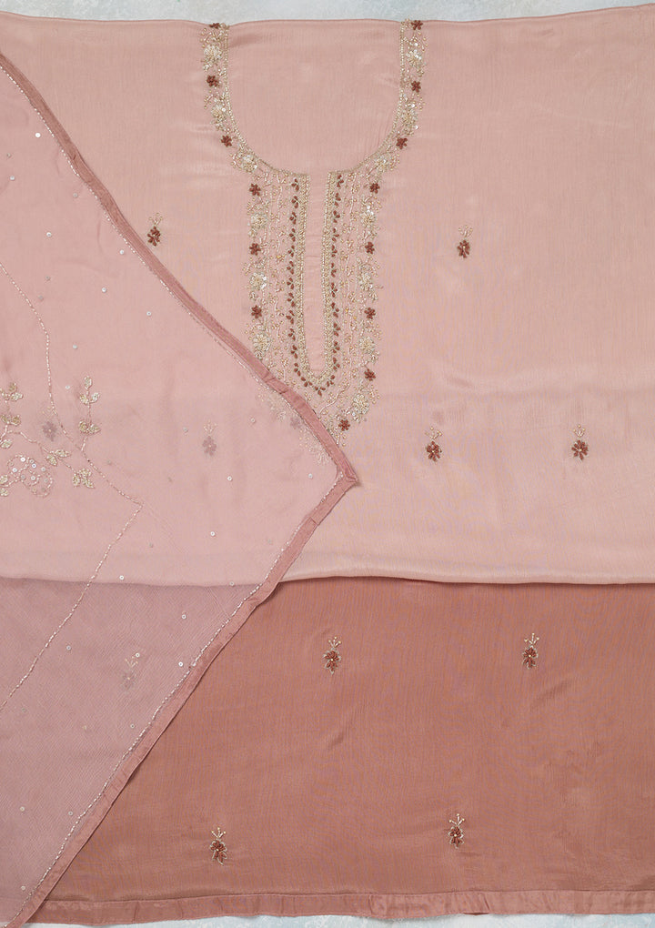 Mauve Cutdana Georgette Unstitched Salwar Suit