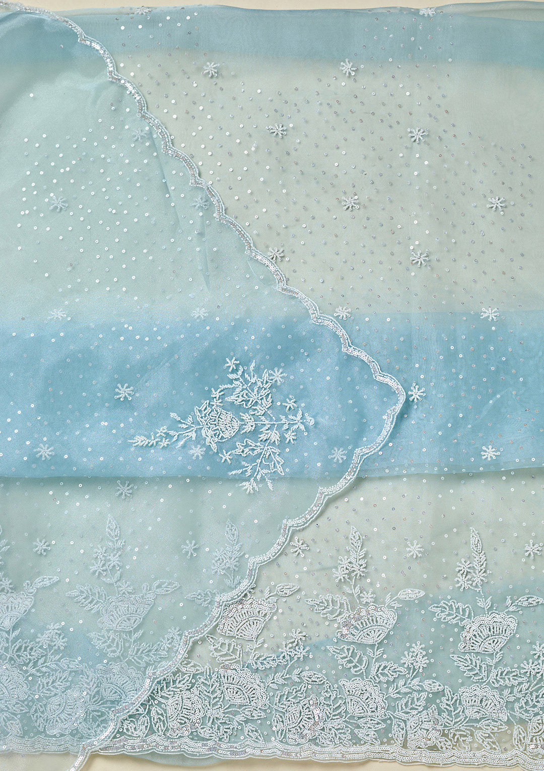Sky Blue Cutdana Organza Unstitched Salwar Suit