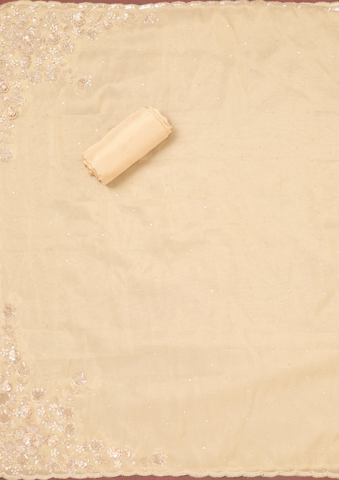 Gold Cutdana Organza Unstitched Salwar Suit
